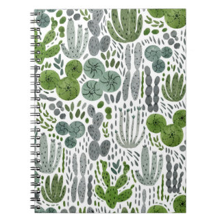 Cactuses Watercolor Hand Painted Pattern Notebook