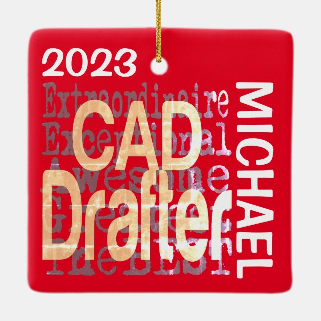 CAD Drafter Extraordinaire CUSTOM Ceramic Ornament (Back)