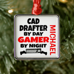 CAD Drafter Loves Playing Video Games Metal Tree Decoration