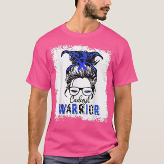 Cadasil Awareness Warrior  Blue Ribbon Messy Bun 9 T-Shirt