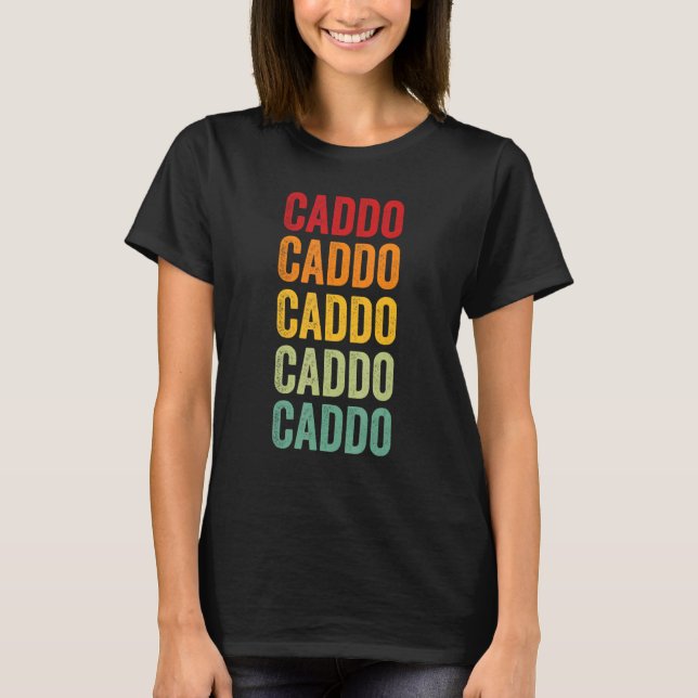 Caddo County Oklahoma Rainbow Text Design T-Shirt (Front)