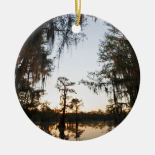 Caddo Lake at sunrise Ceramic Tree Decoration