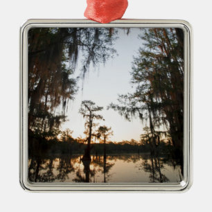 Caddo Lake at sunrise Metal Tree Decoration