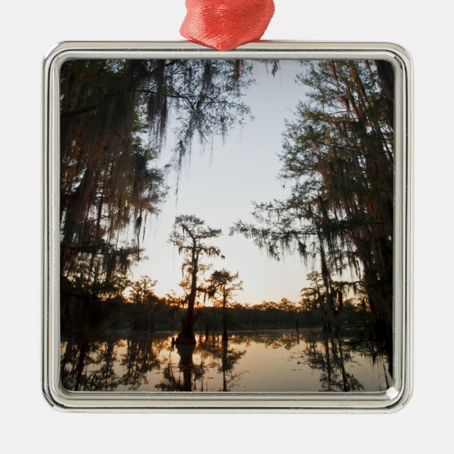 Caddo Lake at sunrise Metal Tree Decoration (Front)