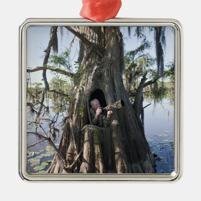 Caddo Lake, hunting blind Metal Tree Decoration (Front)