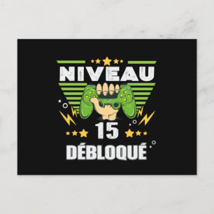 Cadeau 15 ans Anniversaire Gamer Niveau 15 Postcard
