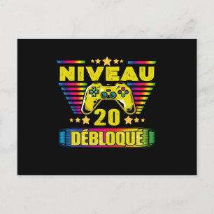 Cadeau 20 ans Anniversaire Gamer Niveau 20 Postcard