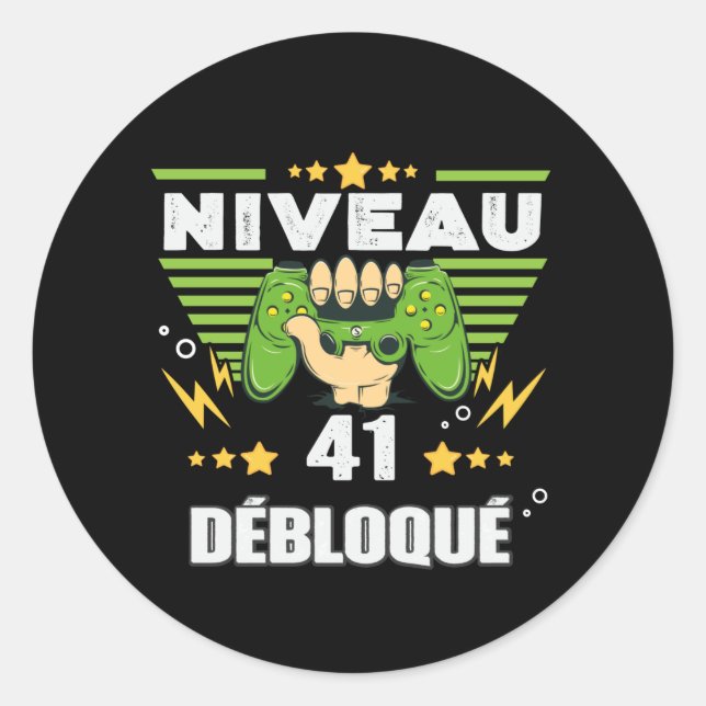 Cadeau 41 ans Anniversaire Gamer level 41 Classic Round Sticker (Front)