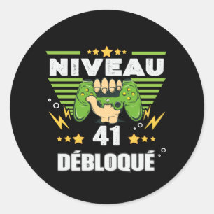 Cadeau 41 ans Anniversaire Gamer Niveau 41 Classic Round Sticker