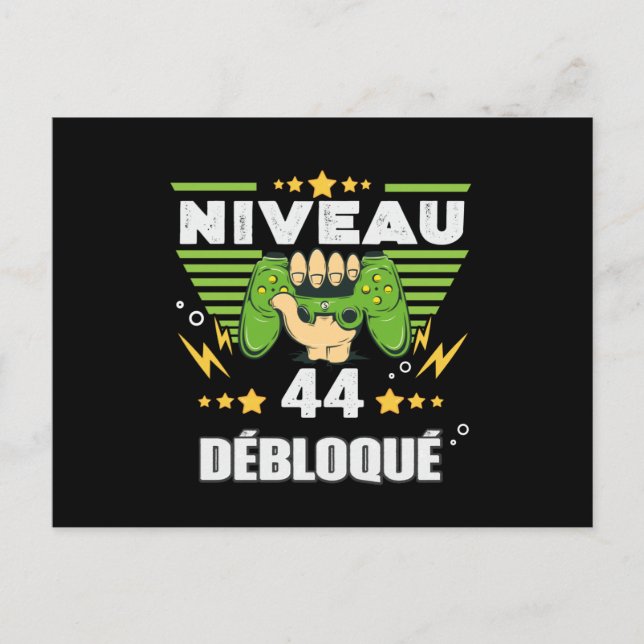 Cadeau 44 ans Anniversaire Gamer Niveau 44 Postcard (Front)