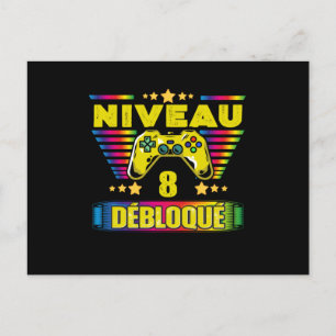 Cadeau 8 ans Anniversaire Gamer Niveau 8 Débloqué Postcard