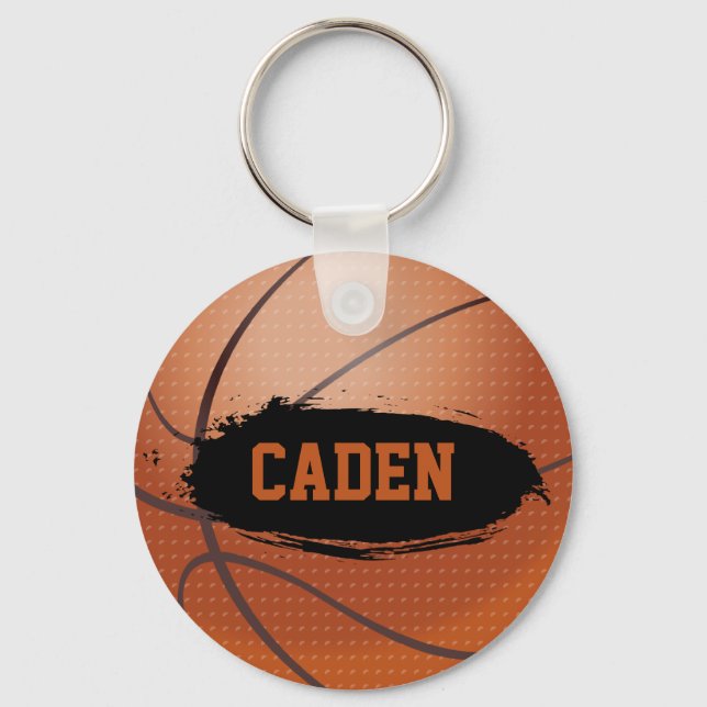Caden Grunge Basketball Keychain / Keyring (Front)