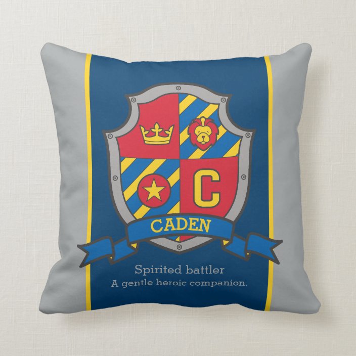 Caden Name Meaning Shield Red Blue Pillow Zazzle co uk
