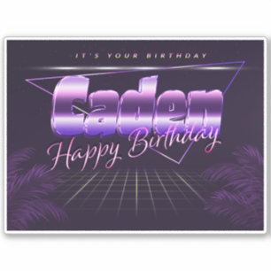 Caden Name Vorname lila retro Sticker Geburtstag