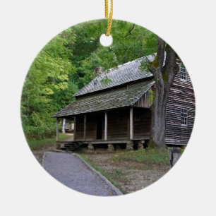 Cades Cove Cabin Ceramic Tree Decoration