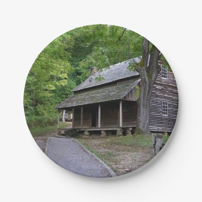 Cades Cove Cabin Paper Plate (Front)