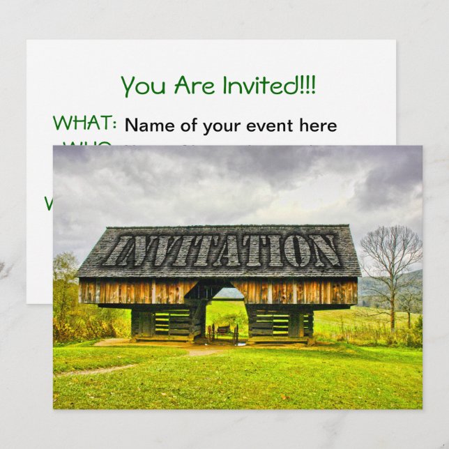 Cades Cove Cantilever Barn at the Tipton Place Invitation (Front/Back)