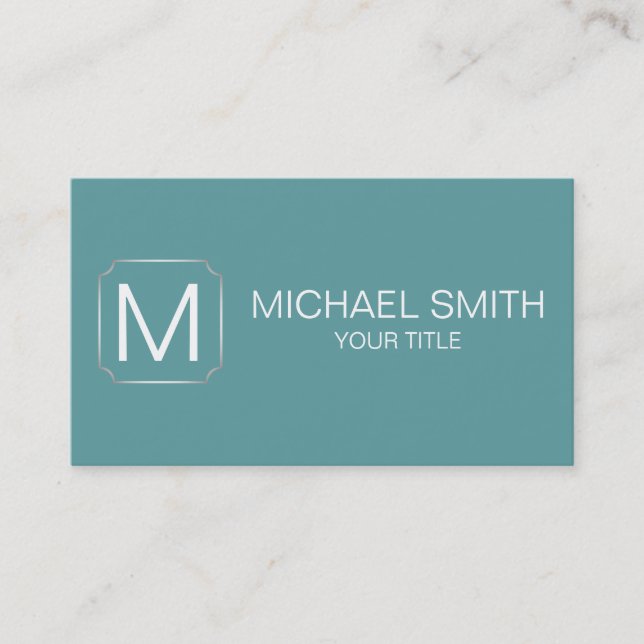 Cadet blue colour background business card (Front)