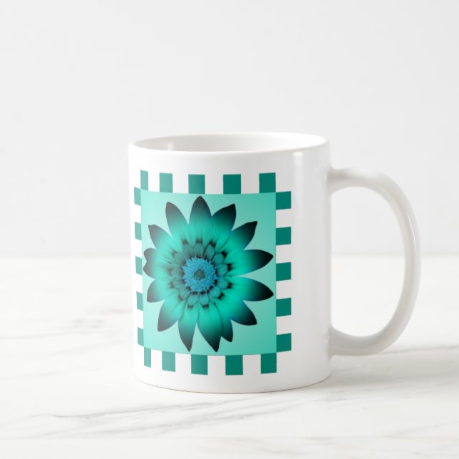 Cadet Blue Daisy Flower, Pattern Stripes - Mug (Right)