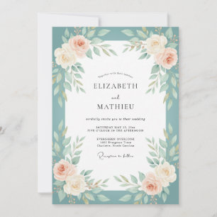 Cadet Blush Painted Wedding Invitation