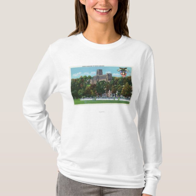 Cadets Marching to Parade Grounds Scene T-Shirt (Front)
