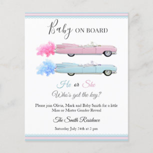 Cadillac Car Baby on Board gender reveal invite