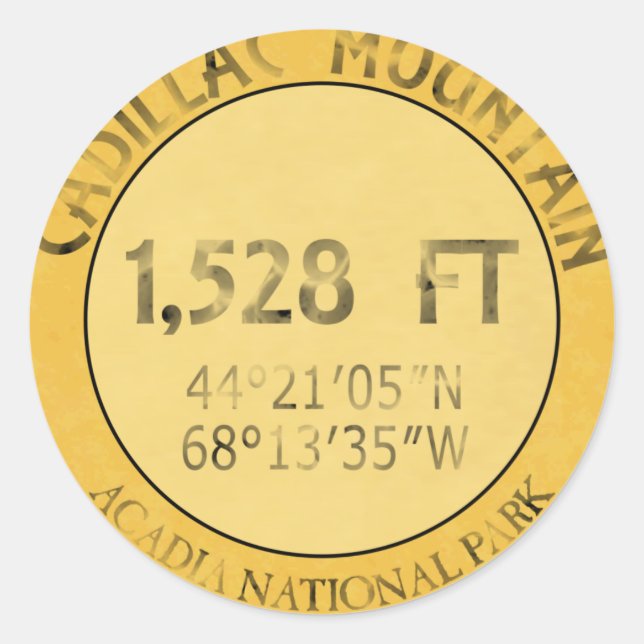 Cadillac Mountain Classic Round Sticker (Front)