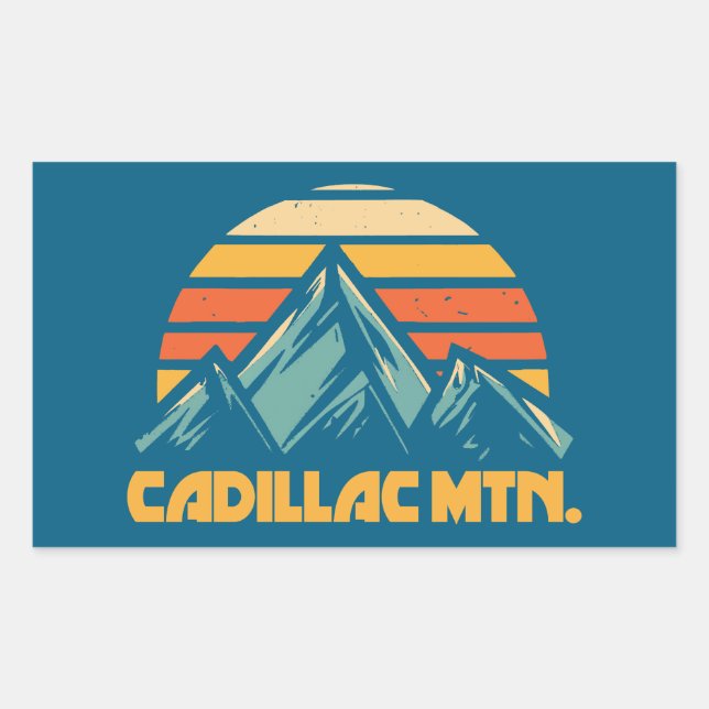 Cadillac Mountain Retro Turquoise Rectangular Sticker (Front)