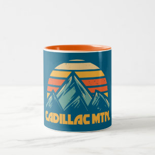 Cadillac Mountain Retro Turquoise Two-Tone Coffee Mug