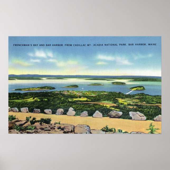 Cadillac Mt Summit View of Bar Harbour 2 Poster (Front)