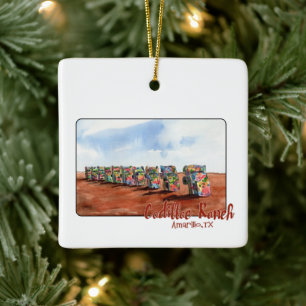 Cadillac Ranch, Amarillo, Texas Christmas Ornament