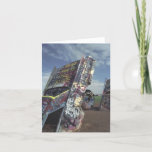 Cadillac Ranch card<br><div class="desc">"Cadillac Ranch" in Amarillo,  TX as seen in 1996. Graffiti says "Rock and Roll is Still Alive"! Perect for birthdays,  Springsteen fans,  or just to acknowledge that Rock and Roll introvert in your life.</div>