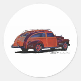 Cadillac station Wagon Classic Round Sticker