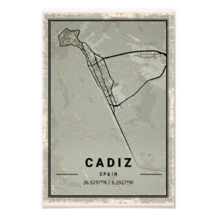 Cadiz map print poster canvas   Spain