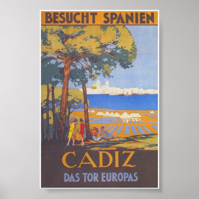 Cadiz Spain Vintage Travel Poster (Front)