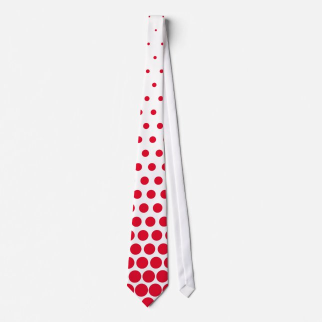 Cadmium Red Polka Dot Modern White Tie (Front)