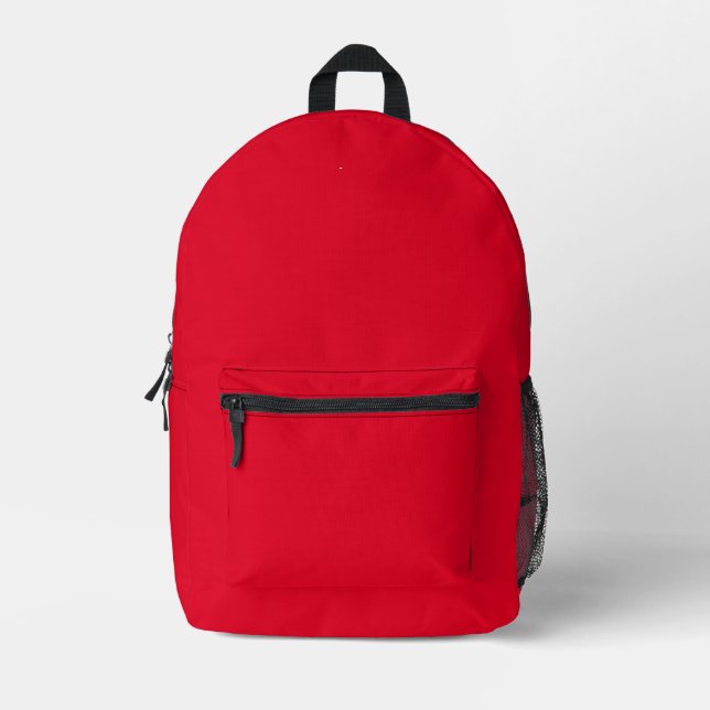 Cadmium Red Solid Colour Printed Backpack (Front)