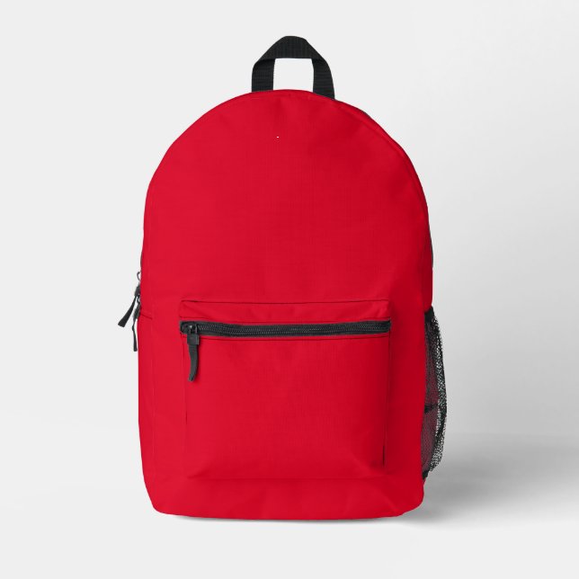 Cadmium Red Solid Colour Printed Backpack (Front)