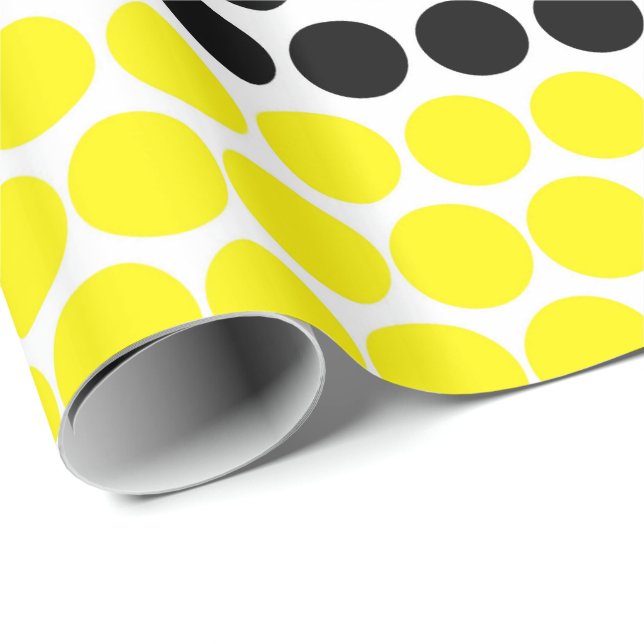 Cadmium Yellow and Black Polka Dot Wrapping Paper (Roll Corner)