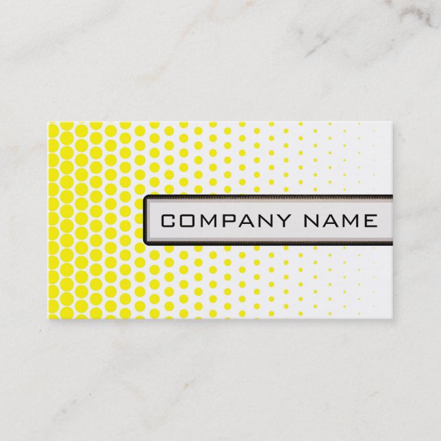 Cadmium Yellow Polka Dot Elegant Modern White Business Card (Front)