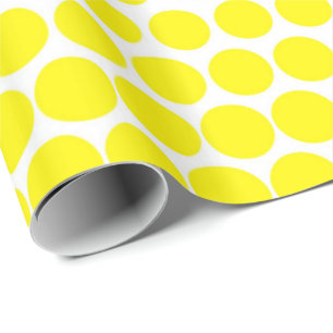 Cadmium Yellow Polka Dot Modern White Wrapping Paper