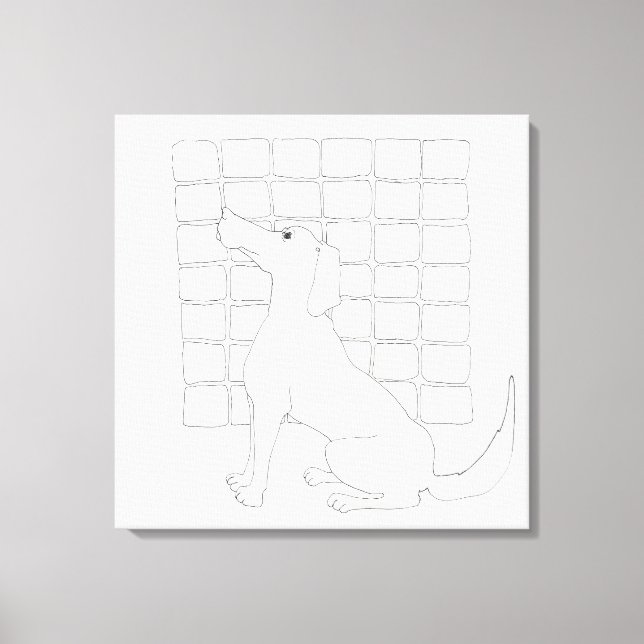 Cador Dog with Squares Original Drawing Canvas Print (Front)