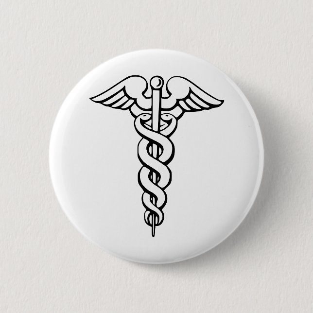Caduceus 6 Cm Round Badge (Front)
