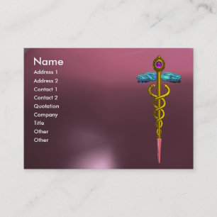 CADUCEUS AMETHYST vibrant gold pink purple grey Business Card