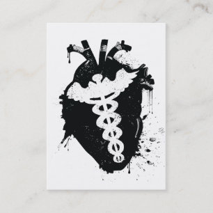 caduceus anatomical heart business card