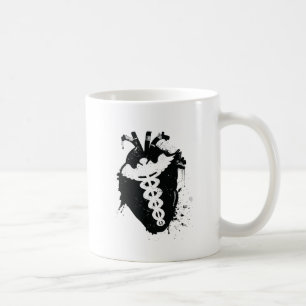caduceus anatomical heart coffee mug