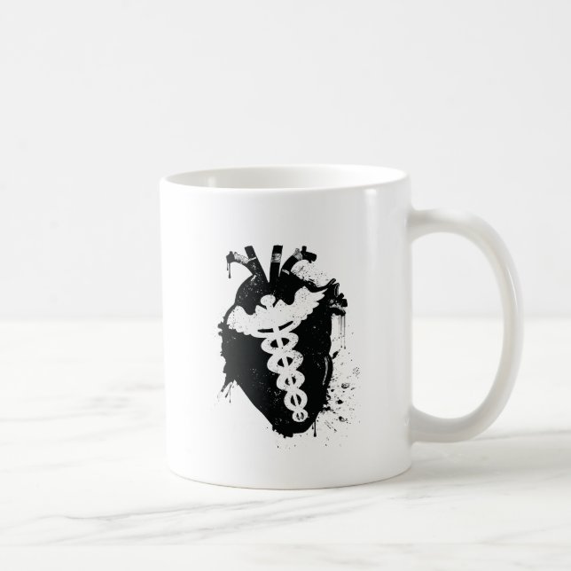 caduceus anatomical heart coffee mug (Right)