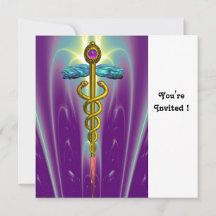 CADUCEUS blue pink violet purple amethyst white Invitation