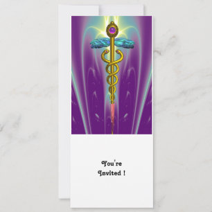 CADUCEUS blue violet purple amethyst white Invitation