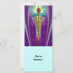 CADUCEUS blue violet purple amethyst white Invitation